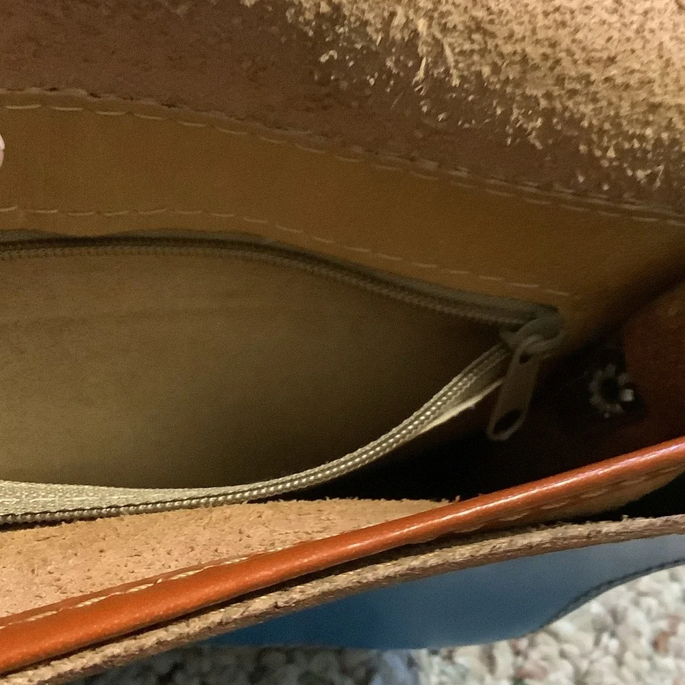 Multi Tone Leather Vera Pella Crossbody Bag in Teal, Tan & Brown,‎ made in Italy